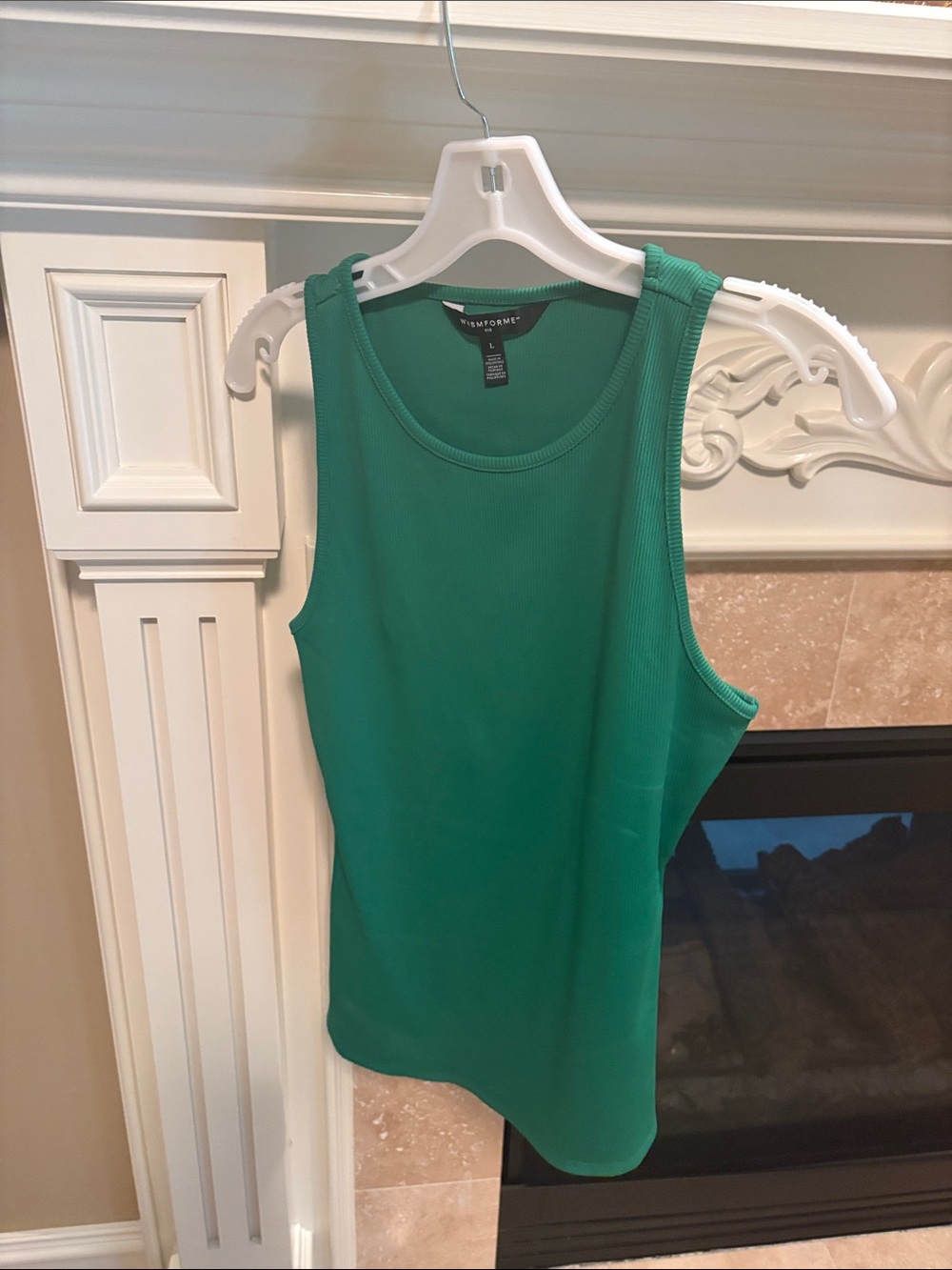 WHBM Green Ribbed Tank Top